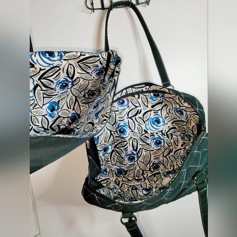Vera Bradley (Black) Quilted Laptop Computer Carrier Tote Bag